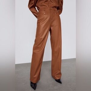 Zara faux leather wide leg pants